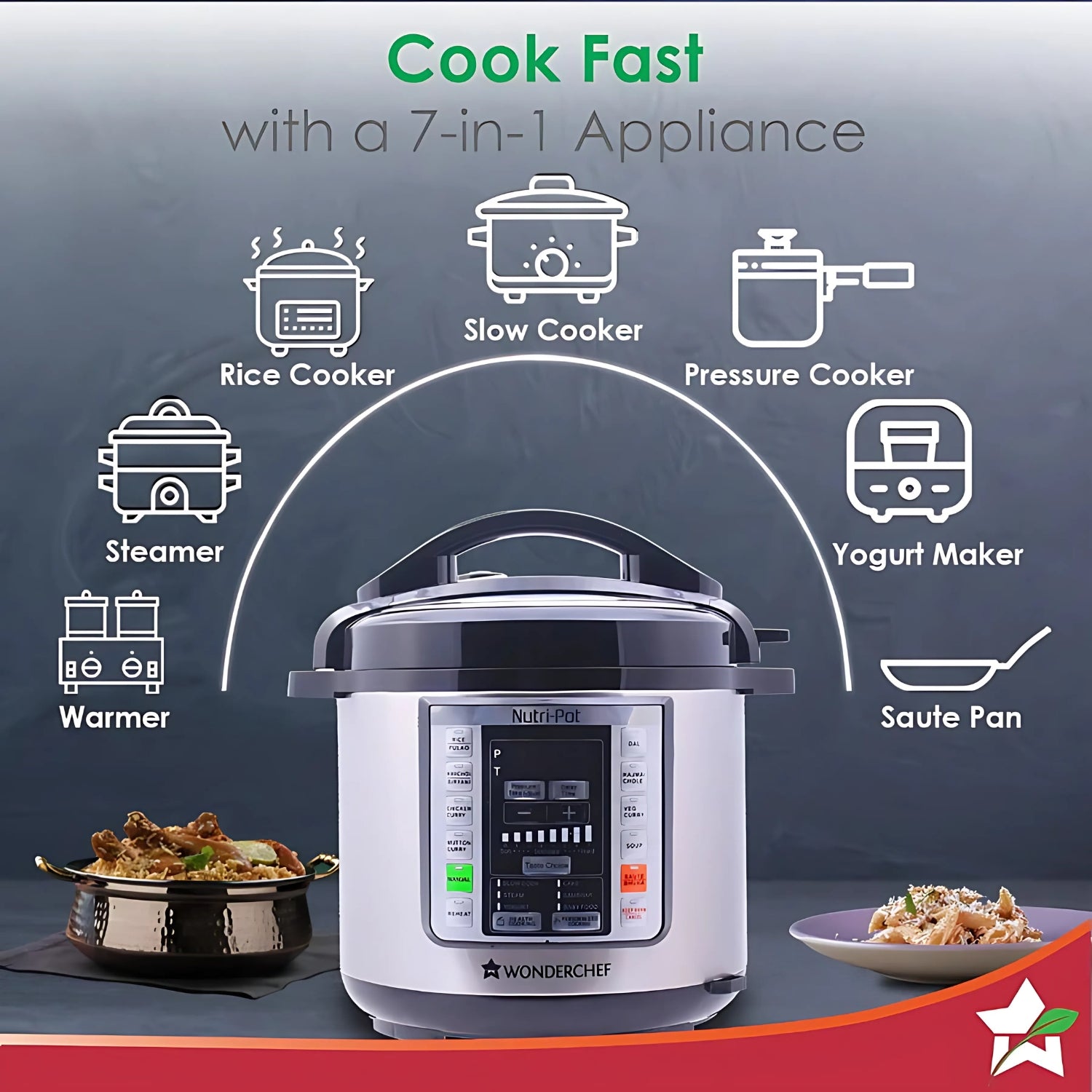 Wonderchef Electric Pressure Cooker 63152847 Nutri-Pot 7-in-1 Programmable 6 L - Silver_3
