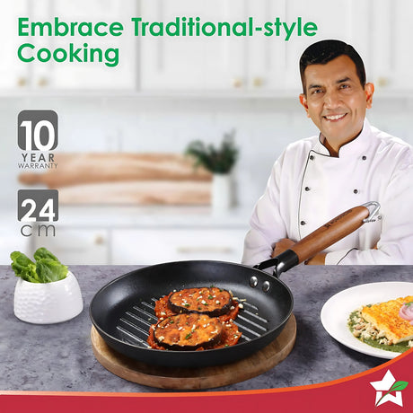 Wonderchef Ferro Round Cast Iron Grill Pan 24 cm - Black_2