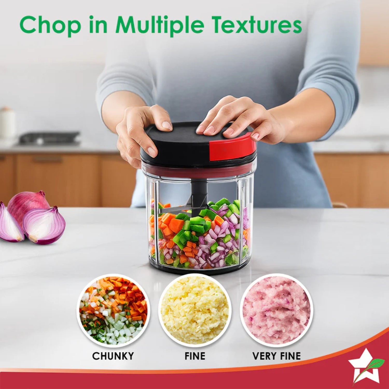 Wonderchef Glory String Vegetable Chopper with 6 Sharp SS Blade 900 ml - Black_4