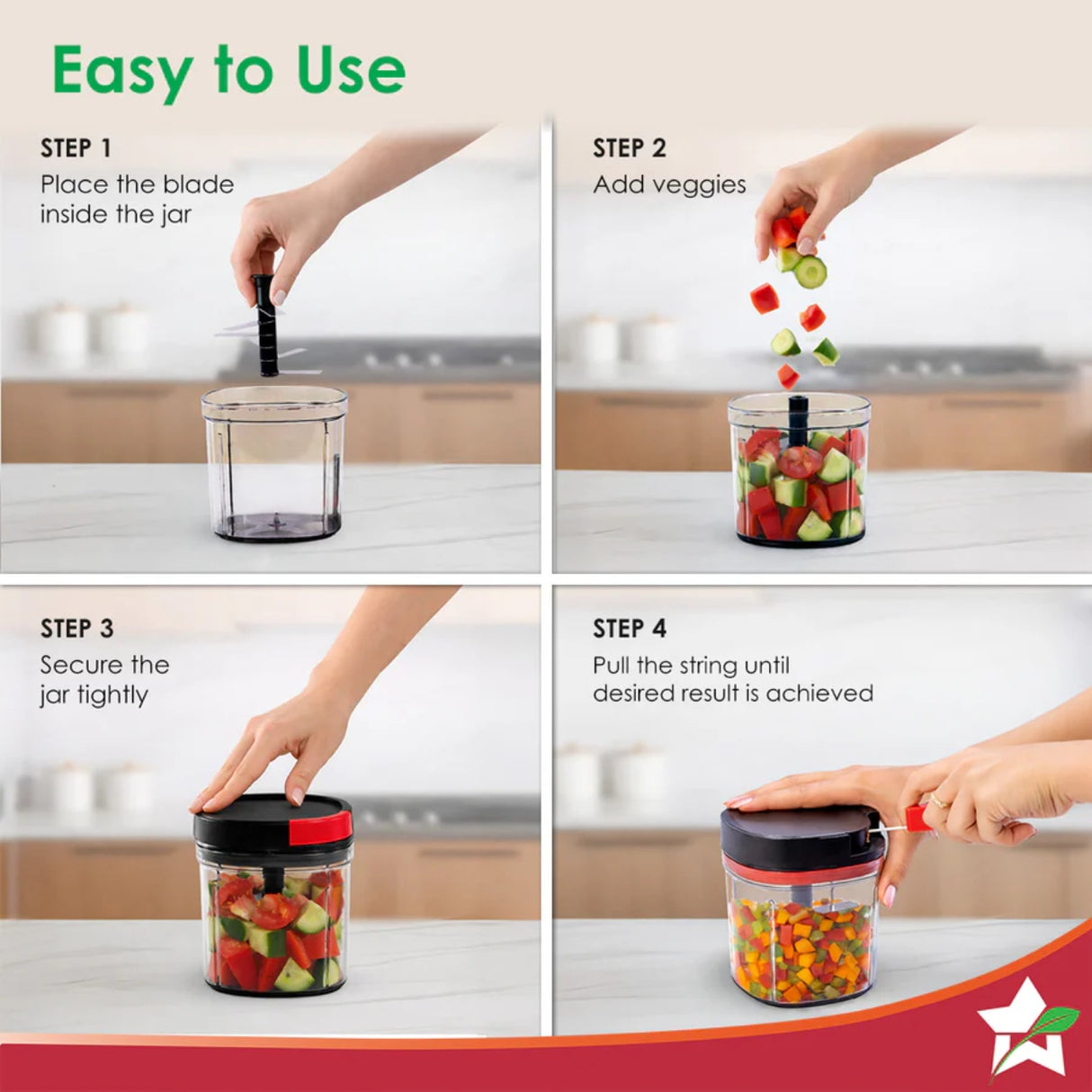 Wonderchef Glory String Vegetable Chopper with 6 Sharp SS Blade 900 ml - Black_6
