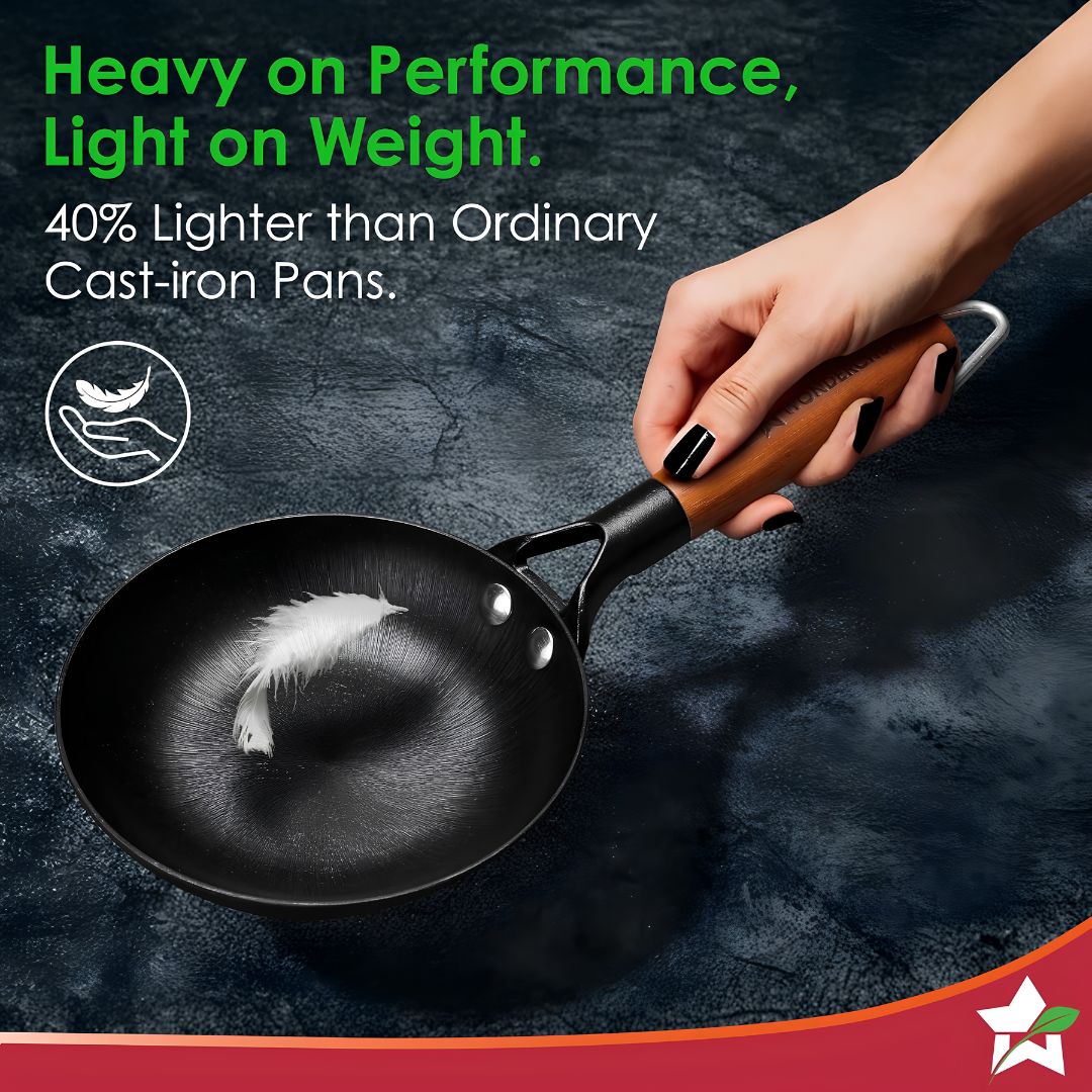 Wonderchef Pre-Seasoned Ferro Light Cast Iron Fry Pan 20 cm Black _Features 2