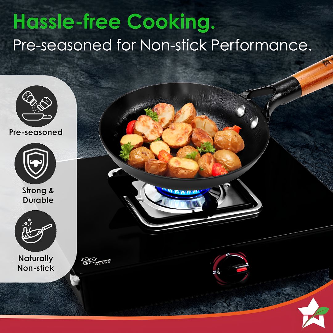 Wonderchef Pre-Seasoned Ferro Light Cast Iron Fry Pan 20 cm Black _Features 4