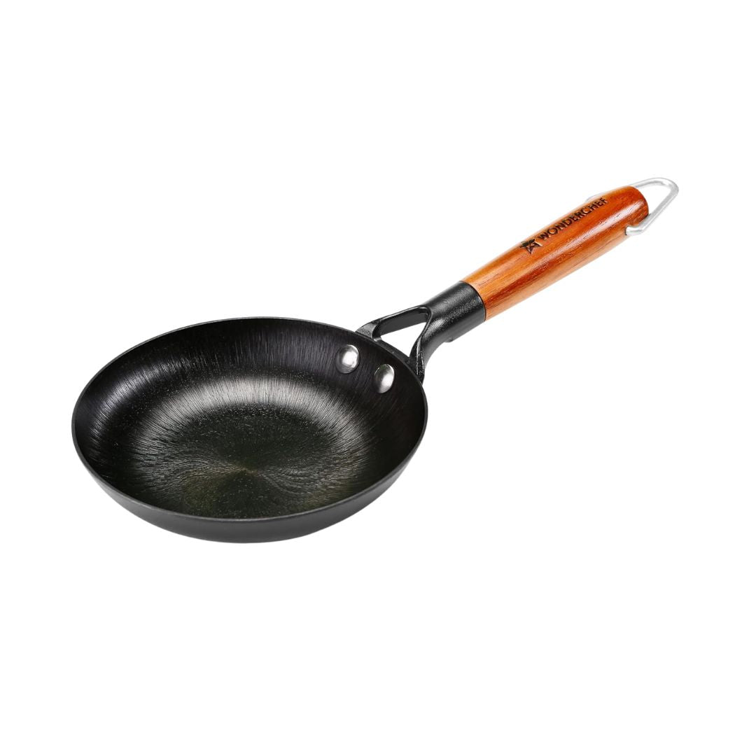 Wonderchef Pre-Seasoned Ferro Light Cast Iron Fry Pan 20 cm Black _Front View