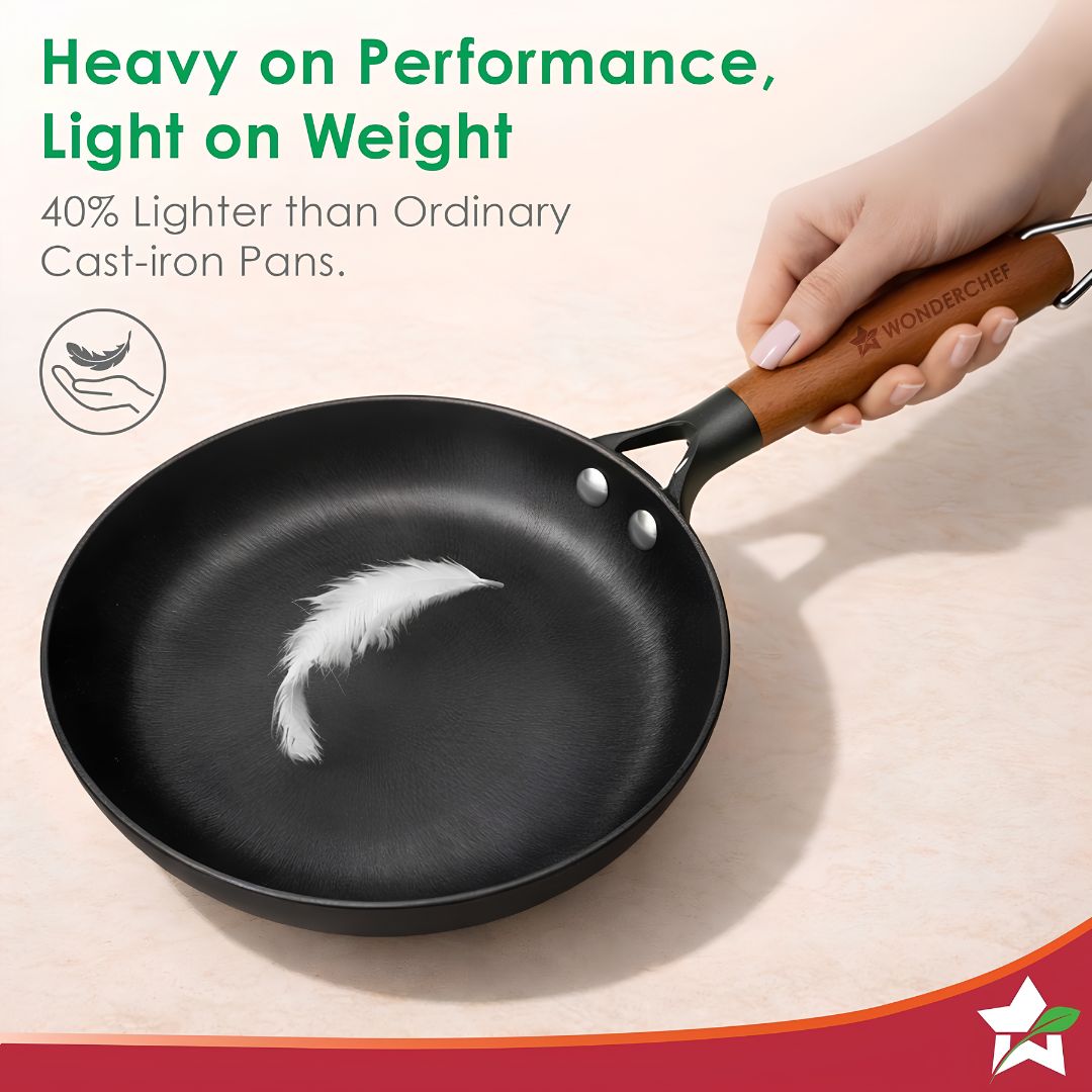 Wonderchef Pre-Seasoned Ferro Light Cast Iron Fry Pan 24 cm – Black _Features 3