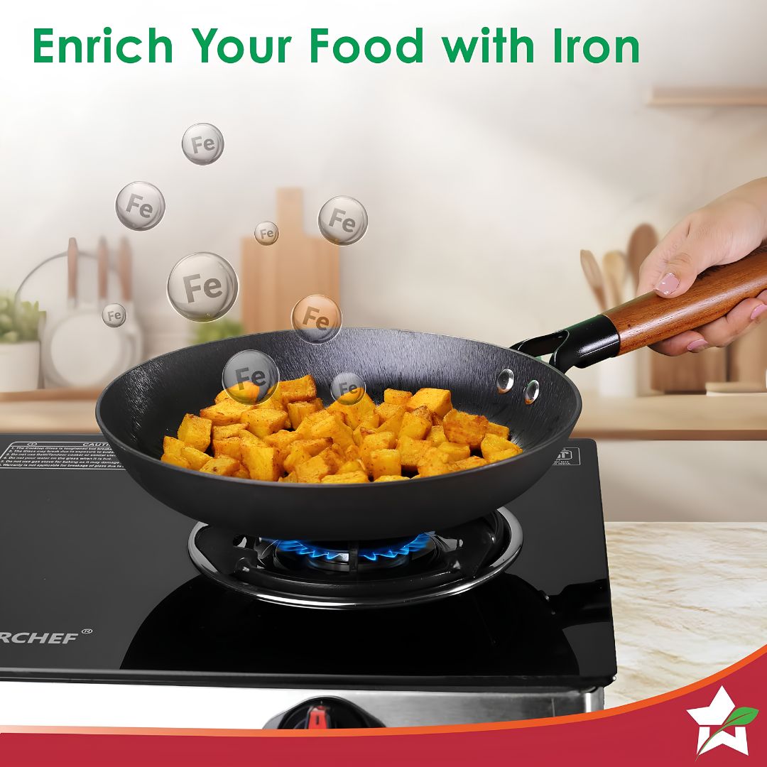 Wonderchef Pre-Seasoned Ferro Light Cast Iron Fry Pan 24 cm – Black _Features 5