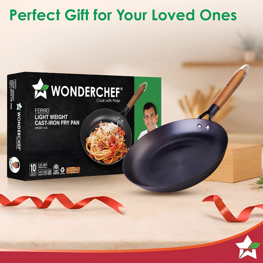 Wonderchef Pre-Seasoned Ferro Light Cast Iron Fry Pan 24 cm – Black _Features 9
