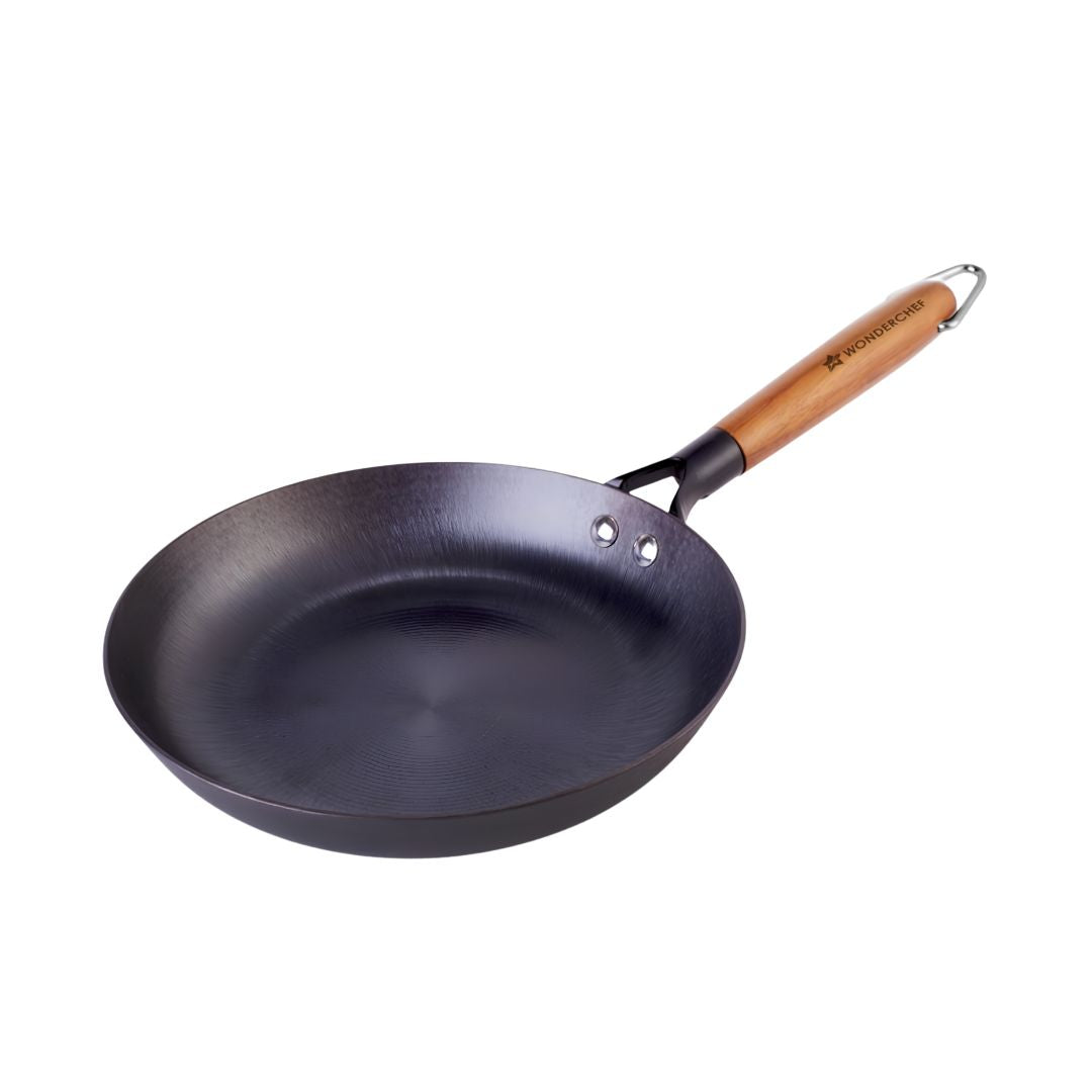 Wonderchef Pre-Seasoned Ferro Light Cast Iron Fry Pan 24 cm – Black _Front View