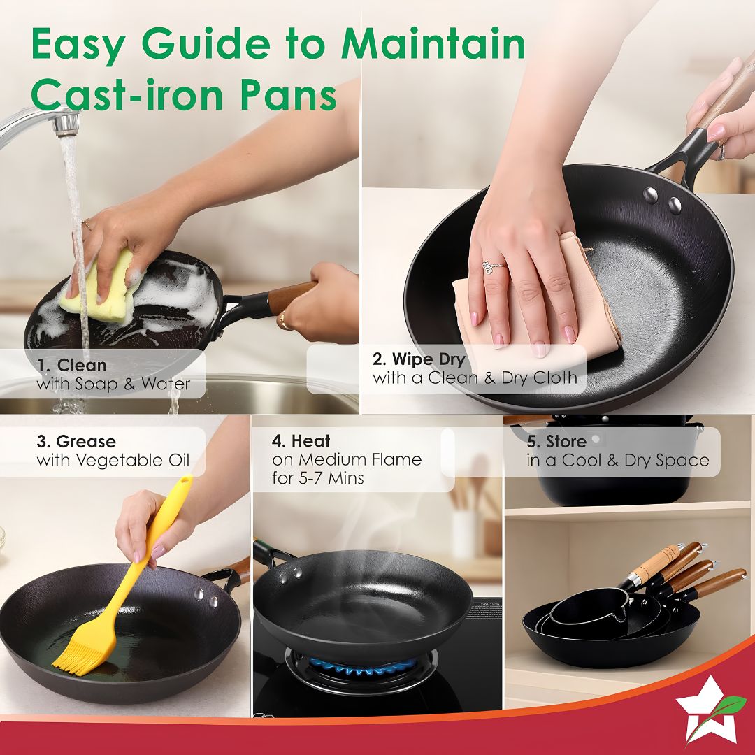 Wonderchef Pre-Seasoned Ferro Light Cast Iron Fry Pan 24 cm – Black _features 7