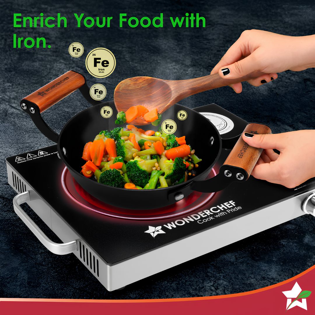 Wonderchef Pre-Seasoned Ferro Light Cast Iron Kadai 24 cm – Black_Features 3_