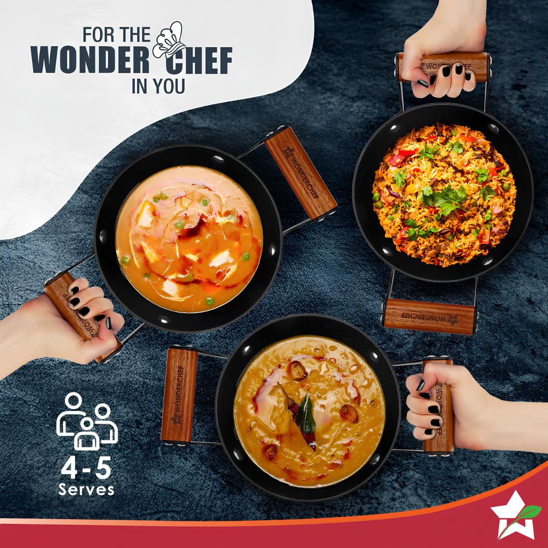 Wonderchef Pre-Seasoned Ferro Light Cast Iron Kadai 24 cm – Black_Features 7_