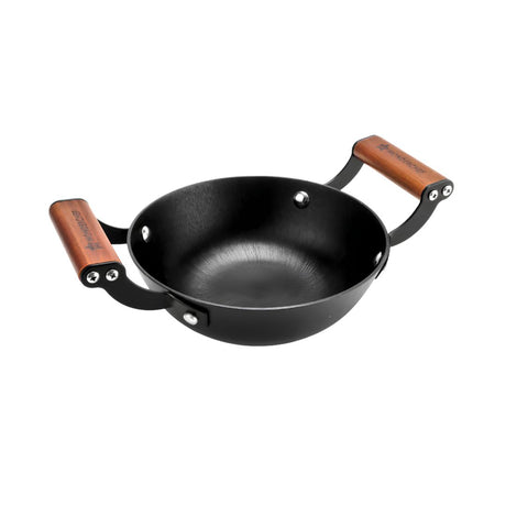Wonderchef Pre-Seasoned Ferro Light Cast Iron Kadai 24 cm – Black_Front View