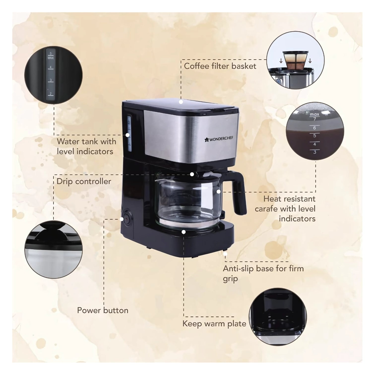 Wonderchef Regalia Brew Pronto Coffee Machine 750 ml - Black_5