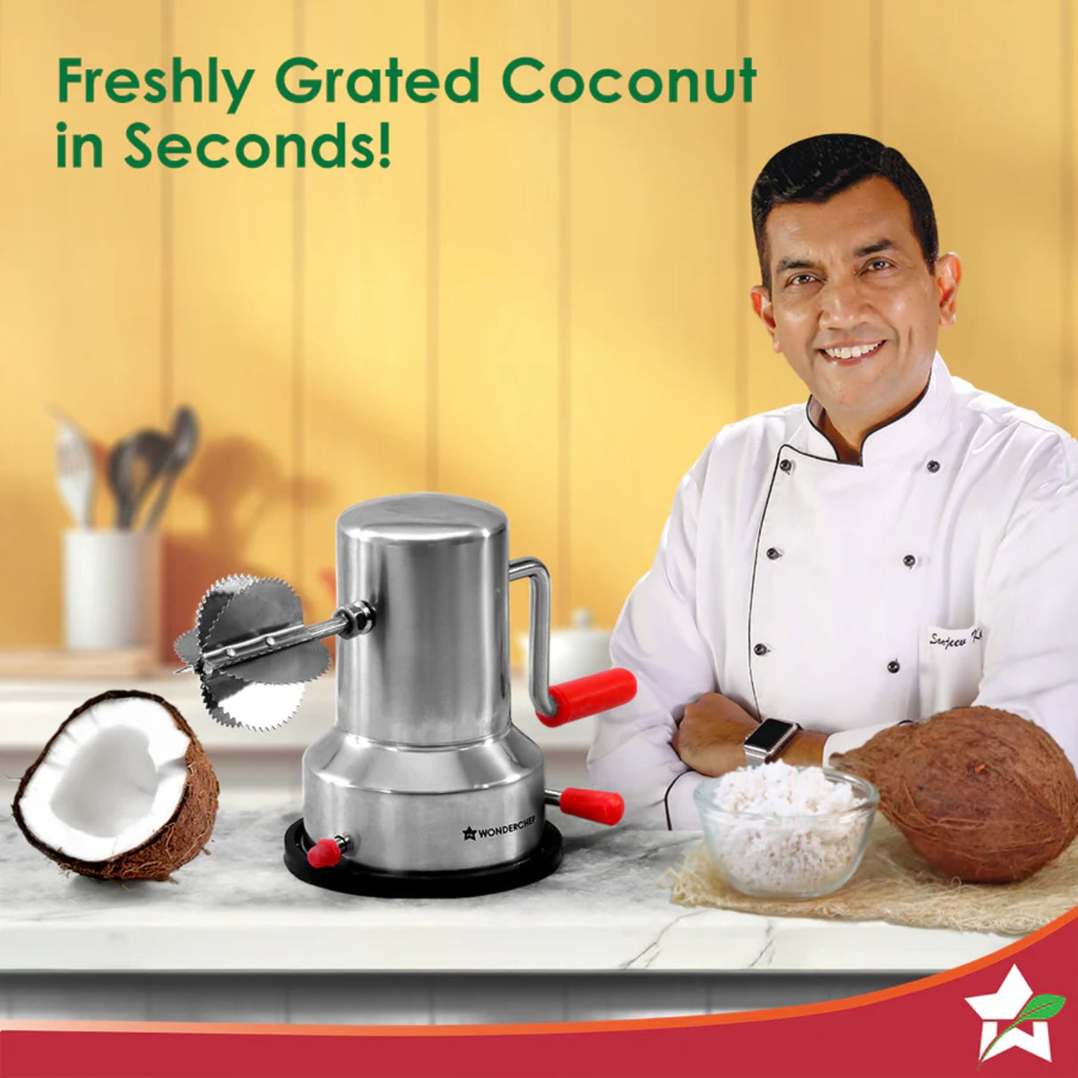 Wonderchef Stainless Steel Manual Operation Coconut Scraper - Silver_2