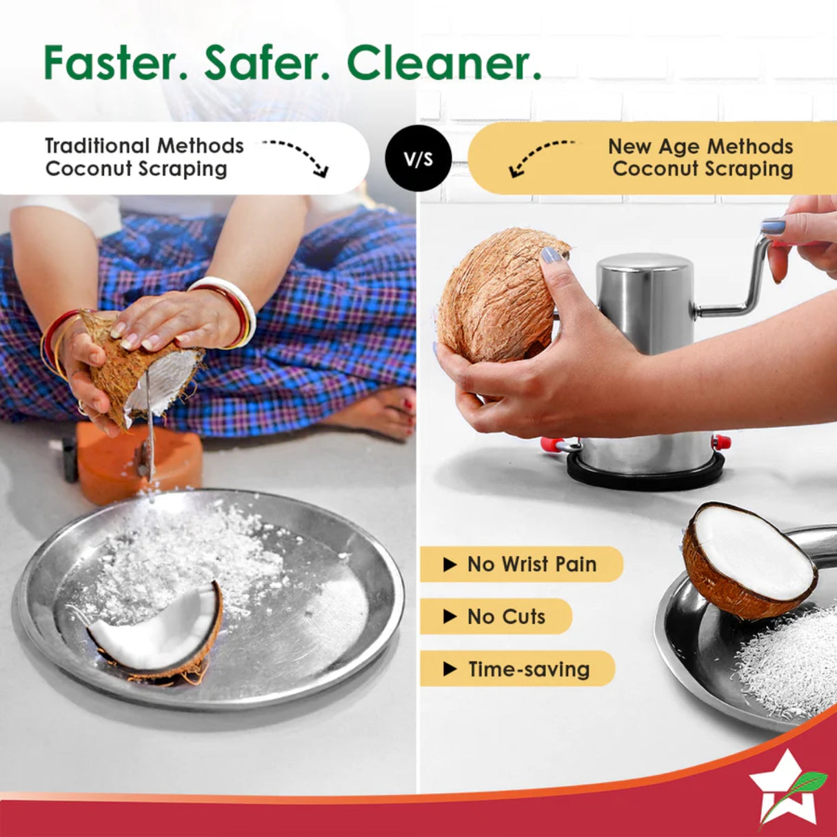 Wonderchef Stainless Steel Manual Operation Coconut Scraper - Silver_5