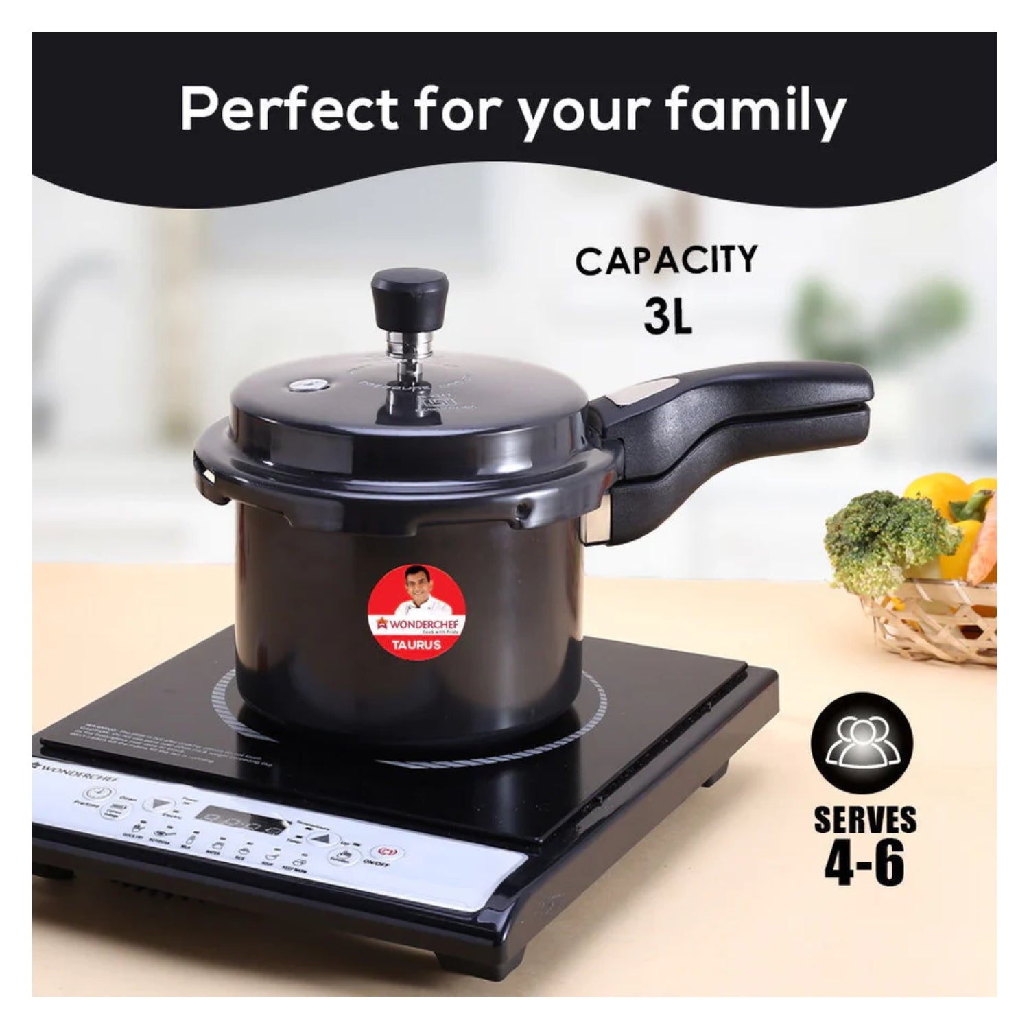 Wonderchef Taurus Hard Anodised Pressure Cooker 3 L - Black_6