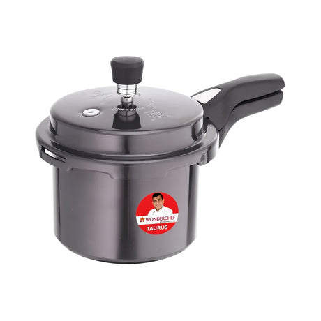 Wonderchef Taurus Hard Anodised Pressure Cooker 3 L - Black_Front View