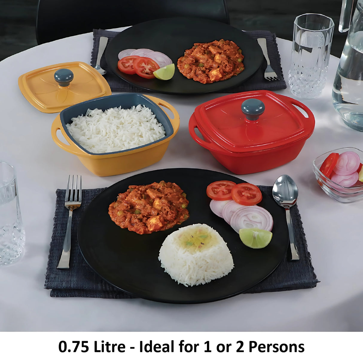 Hawkins Die Cast Mini Casserole Square Serious Gift Set with Lid (23DGP) 3 Pcs 0.75 L - Yellow Grey Red_4