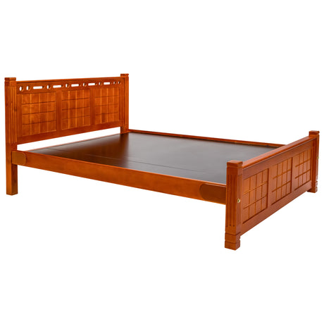 York Pro Grand Wooden Bed King Size - Teak Finish