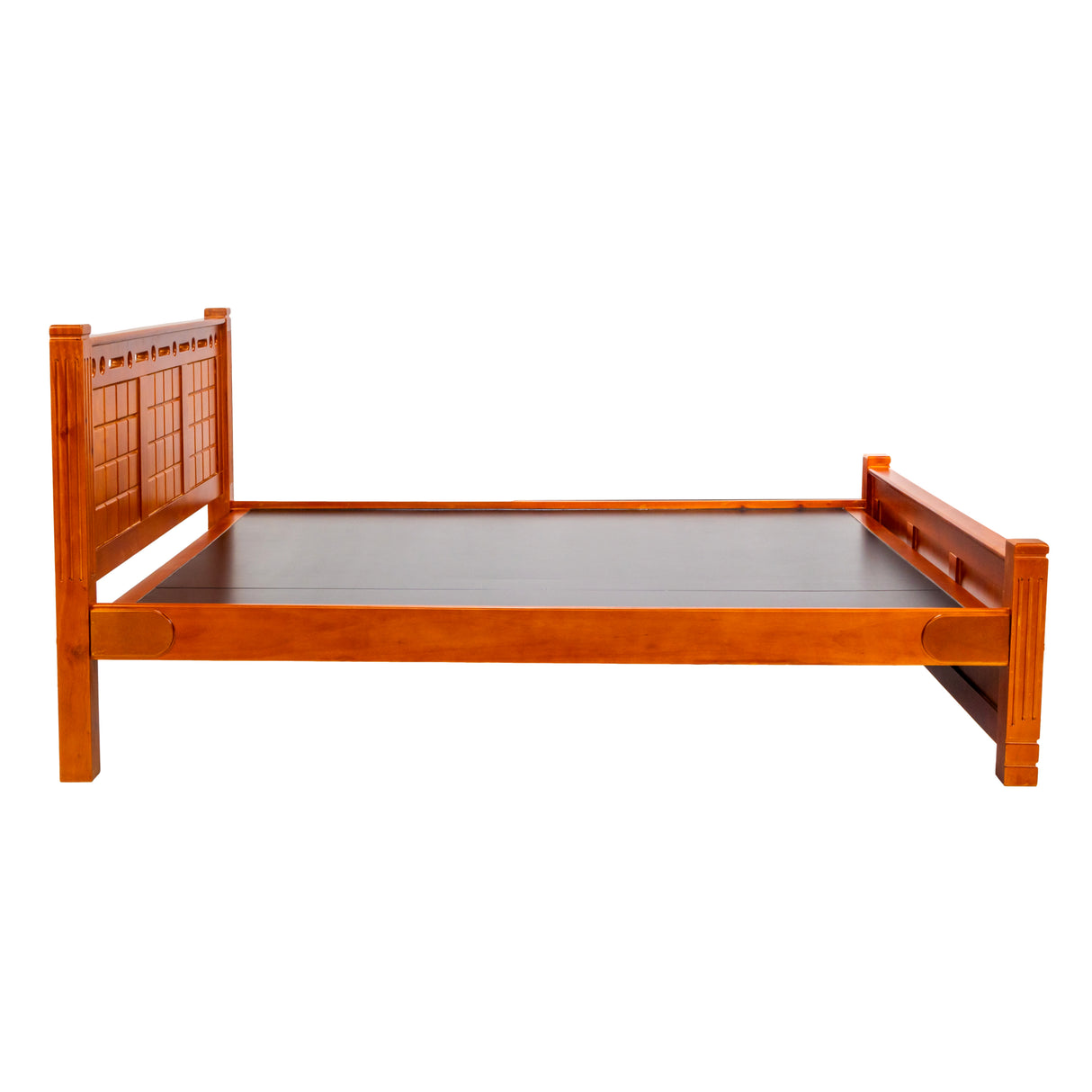 York Pro Grand Wooden Bed Queen Size - Teak Finish