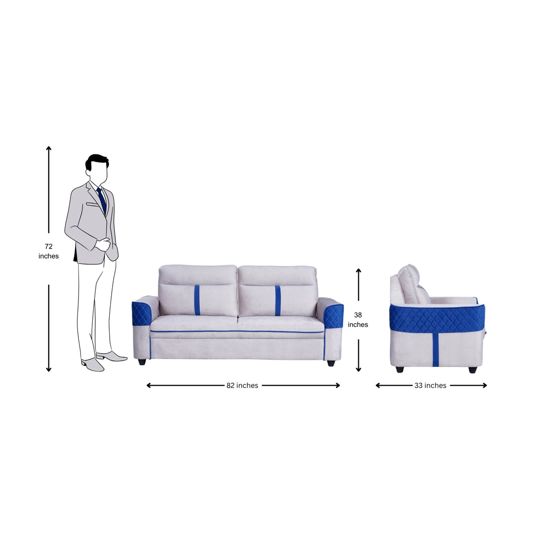 York Comfort Fabric Sofa 3-Seater - Light Grey_5