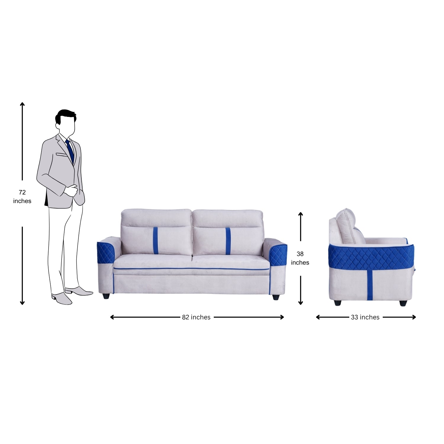 York Comfort Fabric Sofa Set (3+1+1-Seater) - Light Grey_9