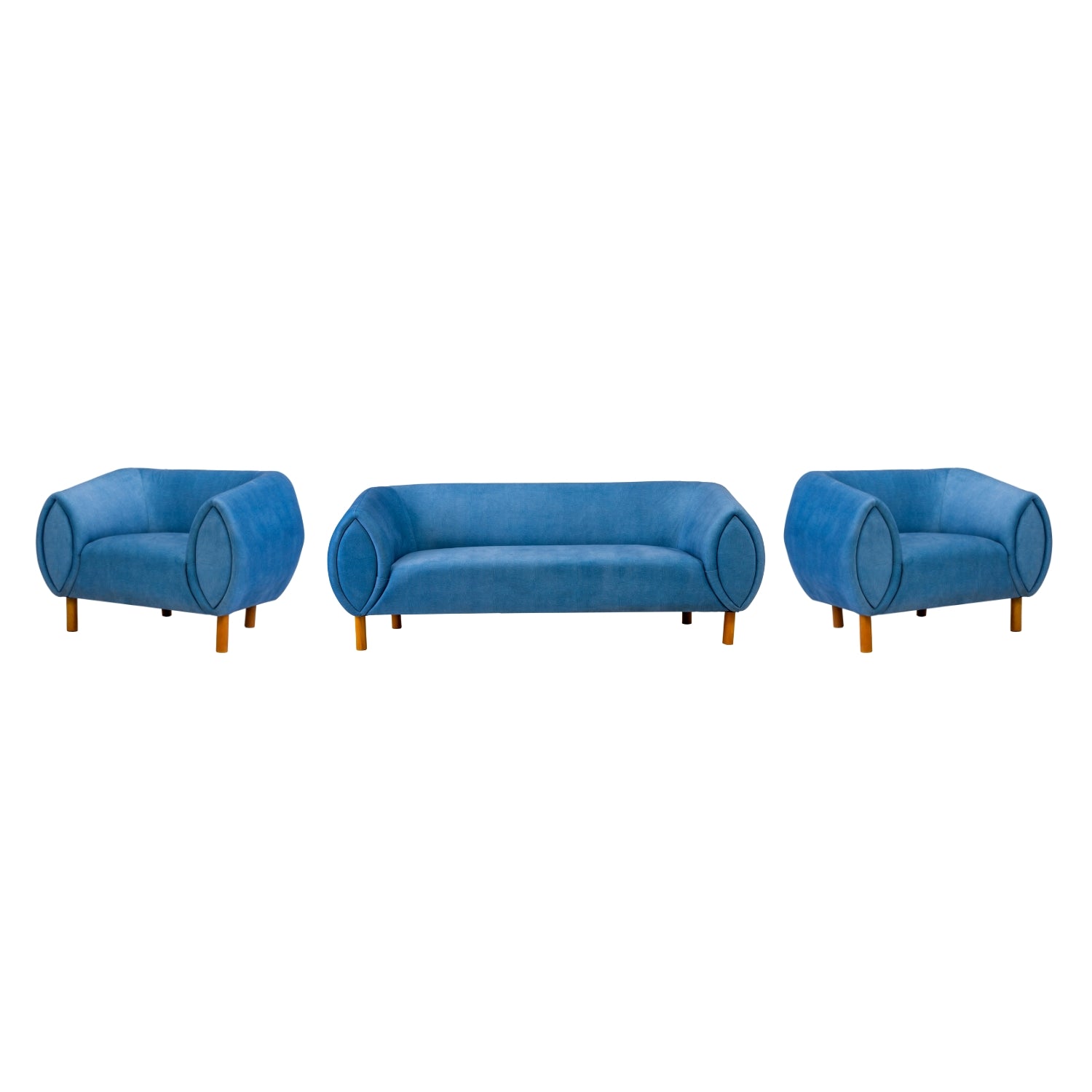 Zurich Pro Modern Fabric Sofa Set (3+1+1 Seater) - Blue