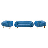 Zurich Pro Modern Fabric Sofa Set (3+1+1 Seater) - Blue