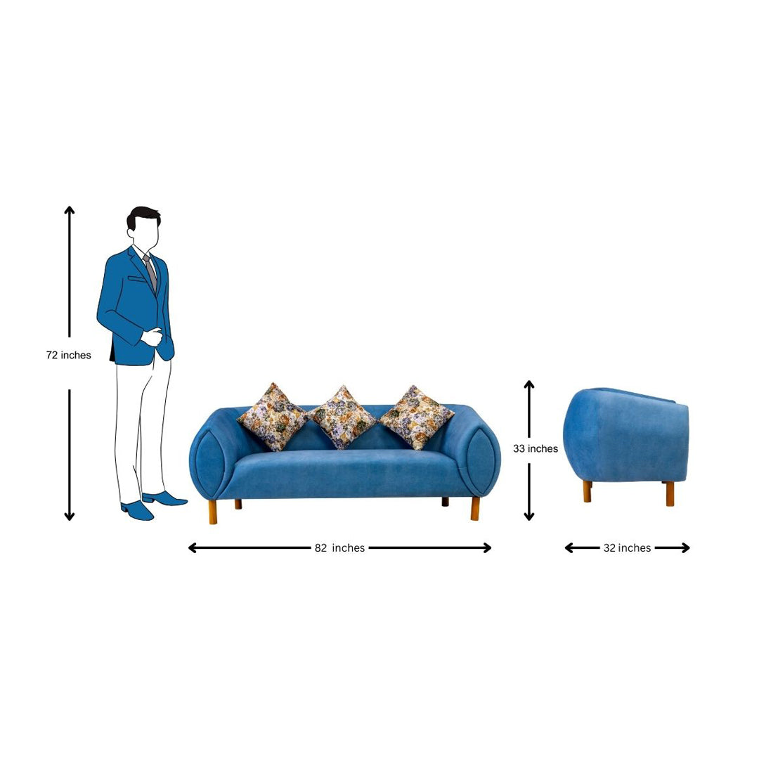 Zurich Modern Fabric Sofa 3-Seater - Blue_5