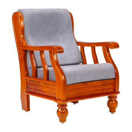 Denver Pro Luxe Wooden Sofa 1 Seater - Teak Finish