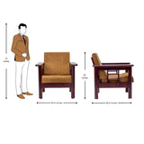 Chicago Pro Wooden Sofa Set (3+1+1 Seater) - Light Walnut Finish
